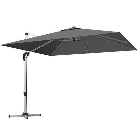 10 Feet Aluminum Square Patio Umbrella, 360° Tilt, Gray Outdoor Umbrellas Gray at Gallery Canada