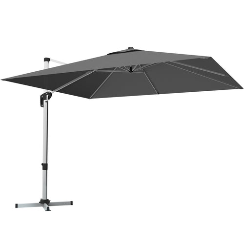 10 Feet Aluminum Square Patio Umbrella, 360° Tilt, Gray