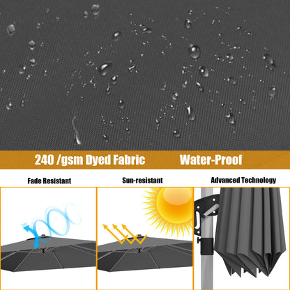 10 Feet 360° Tilt Aluminum Square Patio Umbrella without Weight Base, Gray Outdoor Umbrellas at Gallery Canada