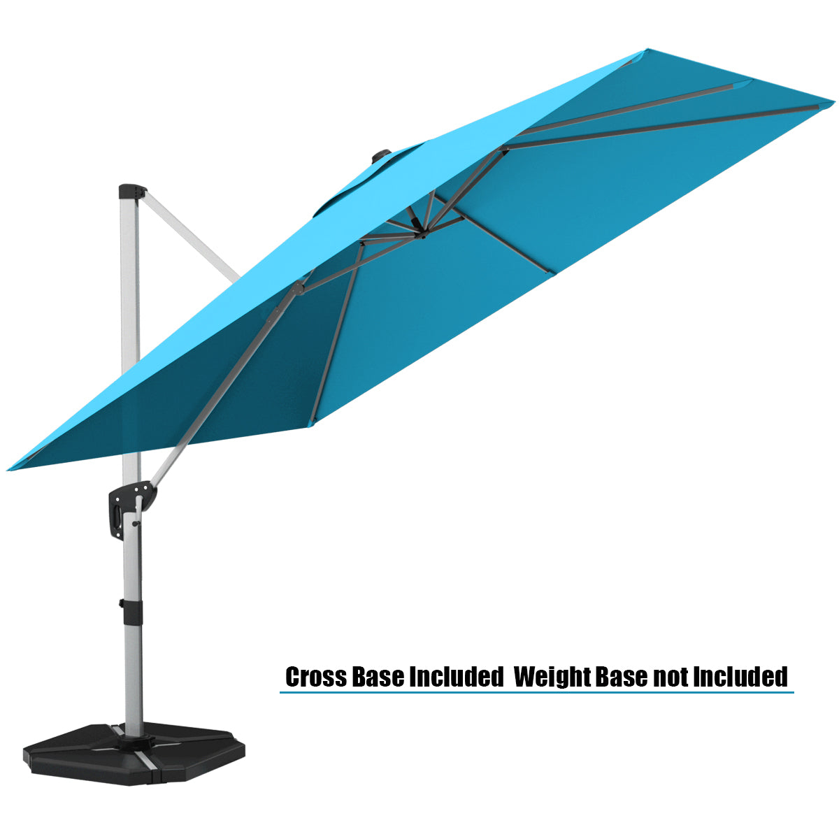 10 ft 360 Degree Tilt Aluminum Square Patio Offset Cantilever Umbrella without Weight Base, Blue Outdoor Umbrellas at Gallery Canada