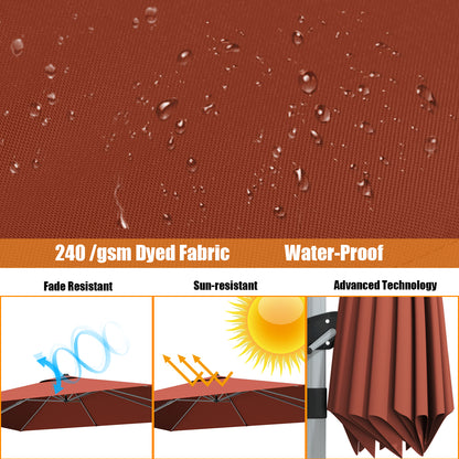 10 ft 360 Degree Tilt Aluminum Square Patio Offset Cantilever Umbrella without Weight Base-Brick red, Orange Outdoor Umbrellas at Gallery Canada