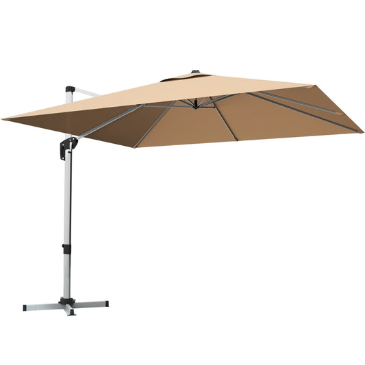 10 ft 360 Degree Tilt Aluminum Square Patio Umbrella, Beige Outdoor Umbrellas Beige at Gallery Canada
