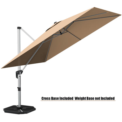 10 ft 360 Degree Tilt Aluminum Square Patio Offset Cantilever Umbrella without Weight Base, Beige Outdoor Umbrellas at Gallery Canada