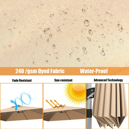 10 ft 360 Degree Tilt Aluminum Square Patio Umbrella, Beige