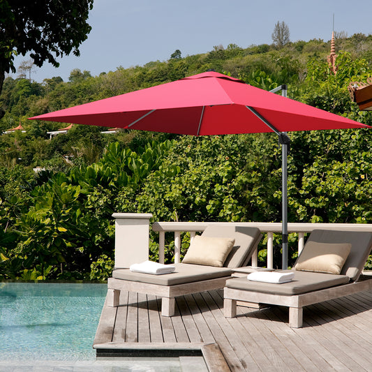 10 ft 360 Degree Tilt Aluminum Square Patio Umbrella, Burgundy Outdoor Umbrellas Burgundy at Gallery Canada