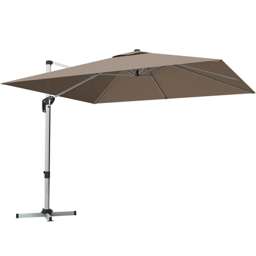 10 ft 360 Degree Tilt Aluminum Square Patio Offset Cantilever Umbrella without Weight Base, Tan