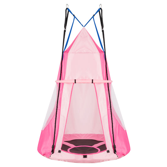 40 Inch Kids Hanging Chair, Detachable Swing Tent Set, Pink Swing & Playsets Pink at Gallery Canada