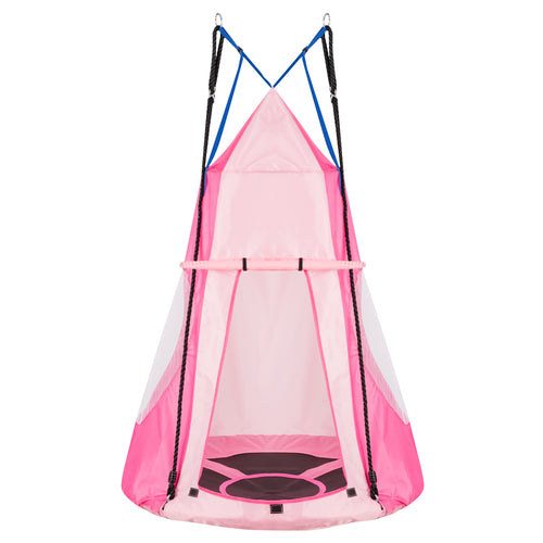 2-in-1 40 Inch Kids Hanging Chair Detachable Swing Tent Set, Pink