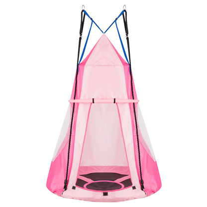 40 Inch Kids Hanging Chair, Detachable Swing Tent Set, Pink