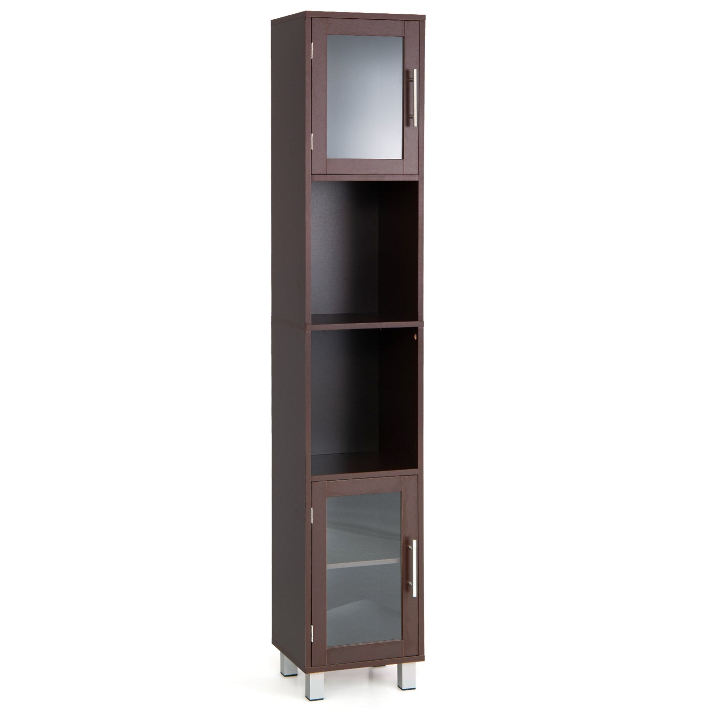 71 Inch Tall Tower Bathroom Storage Cabinet and Organizer Display Shelves for Bedroom, Brown Floor Cabinets Brown at Gallery Canada