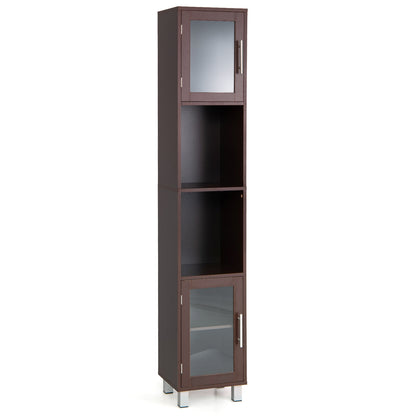 71 Inch Tall Tower Bathroom Storage Cabinet and Organizer Display Shelves for Bedroom, Brown Floor Cabinets Brown at Gallery Canada