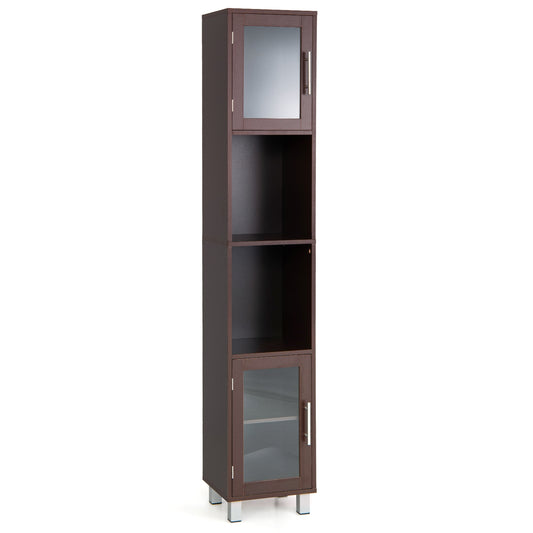 71 Inch Tall Tower Bathroom Storage Cabinet and Organizer Display Shelves for Bedroom, Brown Floor Cabinets Brown at Gallery Canada