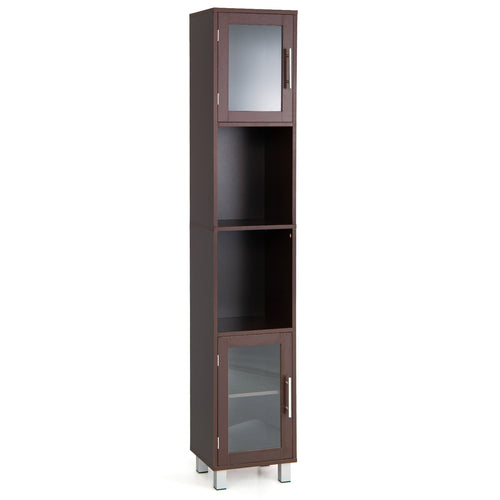 71 Inch Tall Tower Bathroom Storage Cabinet and Organizer Display Shelves for Bedroom, Brown