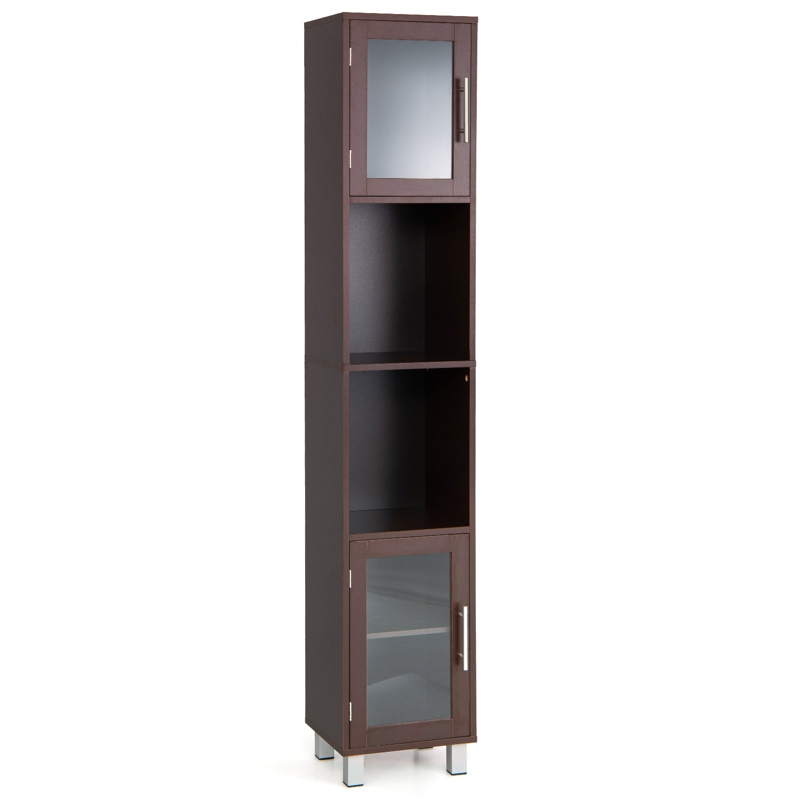 71 Inch Tall Tower Bathroom Storage Cabinet and Organizer Display Shelves for Bedroom, Brown Floor Cabinets at Gallery Canada