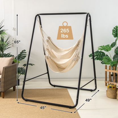 Hanging Padded Hammock Chair with Stand and Heavy Duty Steel, Beige Hammocks at Gallery Canada