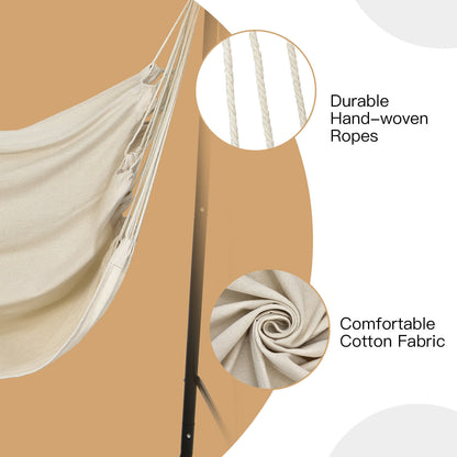 Hanging Padded Hammock Chair with Stand and Heavy Duty Steel, Beige Hammocks at Gallery Canada