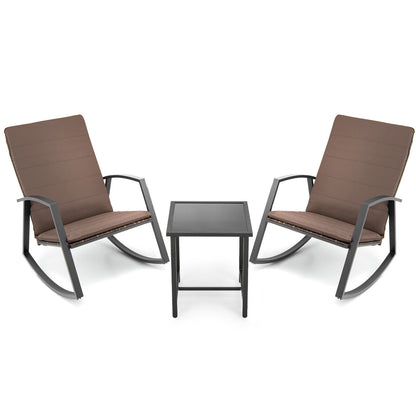 3 Piece Patio Rattan Rocking Set, Brown Patio Conversation Sets at Gallery Canada