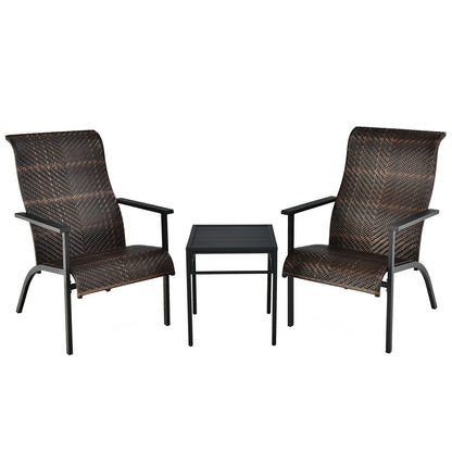 3 Pieces Patio Rattan Bistro Set with High Backrest and Armrest, Brown Patio Conversation Sets at Gallery Canada