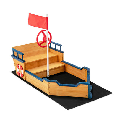 Kids Pirate Boat Wooden Sandbox, Natural Sandboxes at Gallery Canada