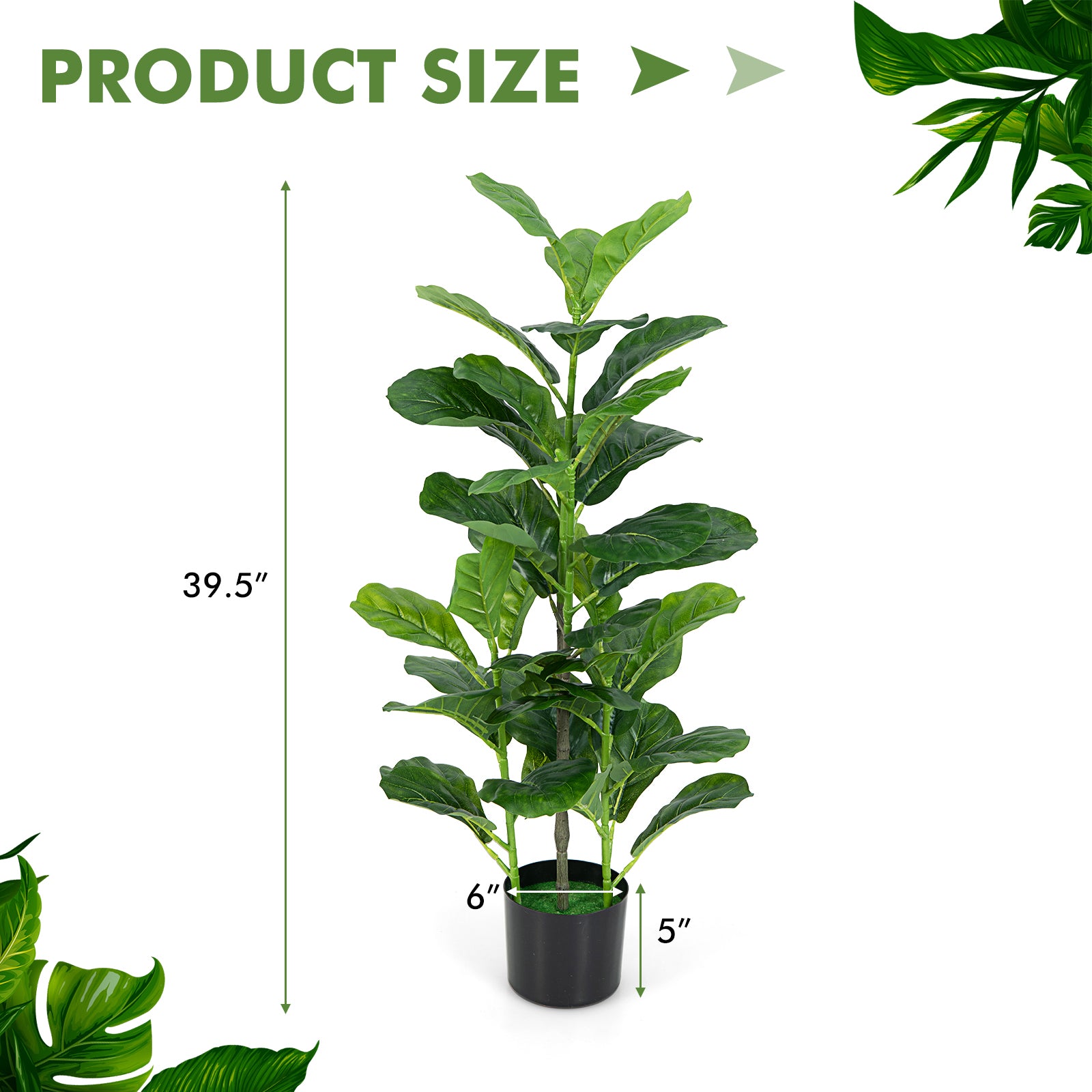 2-Pack Artificial Fiddle Leaf Fig Tree for Indoor and Outdoor, Green Faux Plants at Gallery Canada