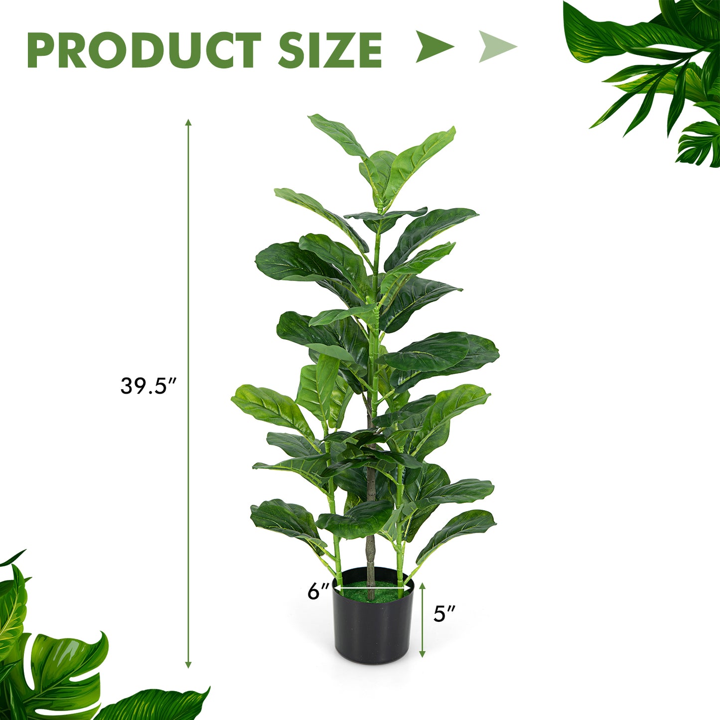 2-Pack Artificial Fiddle Leaf Fig Tree for Indoor and Outdoor, Green Faux Plants at Gallery Canada