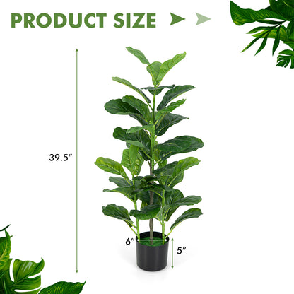 2-Pack Artificial Fiddle Leaf Fig Tree for Indoor and Outdoor, Green Faux Plants at Gallery Canada