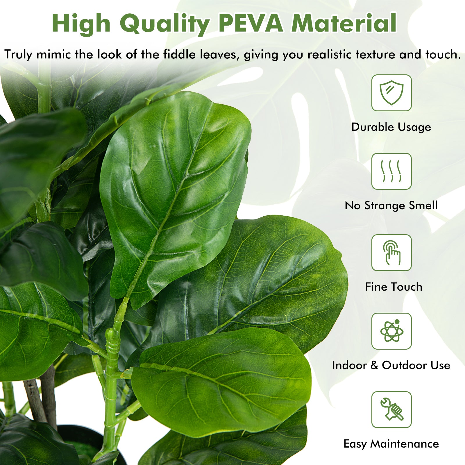 2-Pack Artificial Fiddle Leaf Fig Tree for Indoor and Outdoor, Green Faux Plants at Gallery Canada