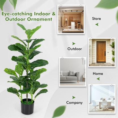 2-Pack Artificial Fiddle Leaf Fig Tree for Indoor and Outdoor, Green Faux Plants at Gallery Canada
