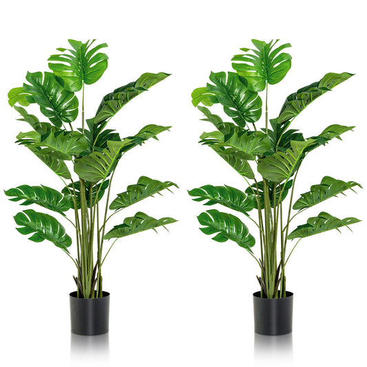 2 Pieces 5 Feet Artificial Monstera Tree Set, Green Faux Plants Green at Gallery Canada