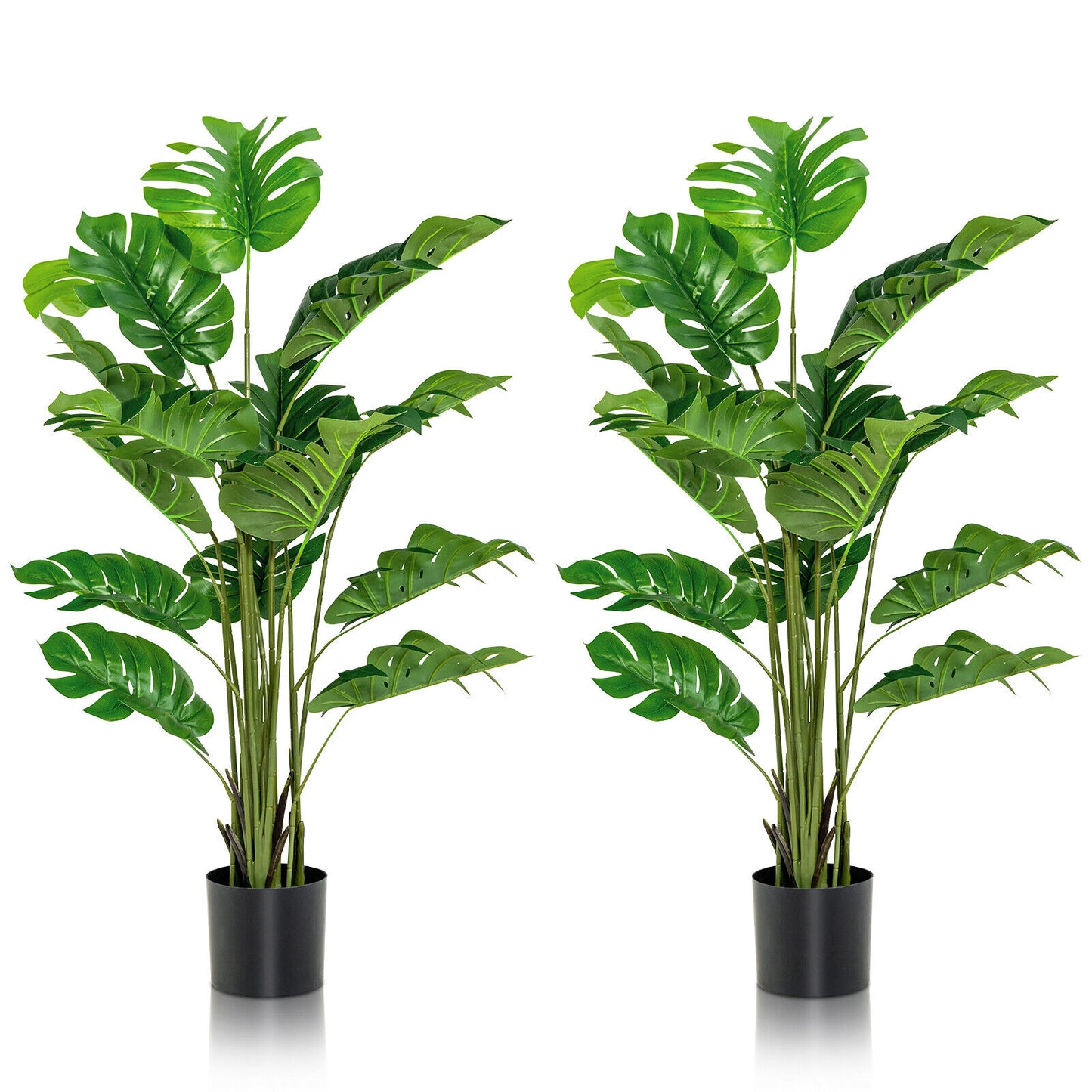 2 Pieces 5 Feet Artificial Monstera Tree Set, Green Faux Plants at Gallery Canada
