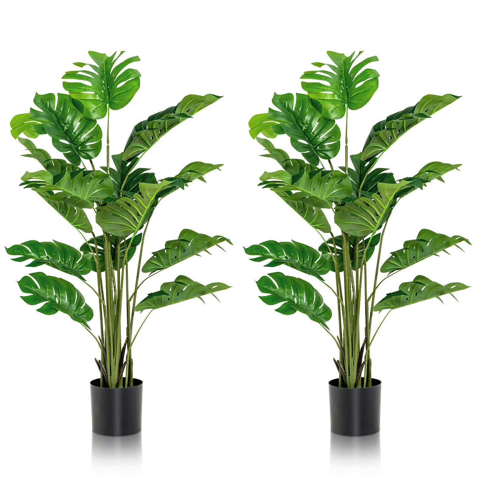 2 Pieces 5 Feet Artificial Monstera Tree Set, Green Faux Plants at Gallery Canada