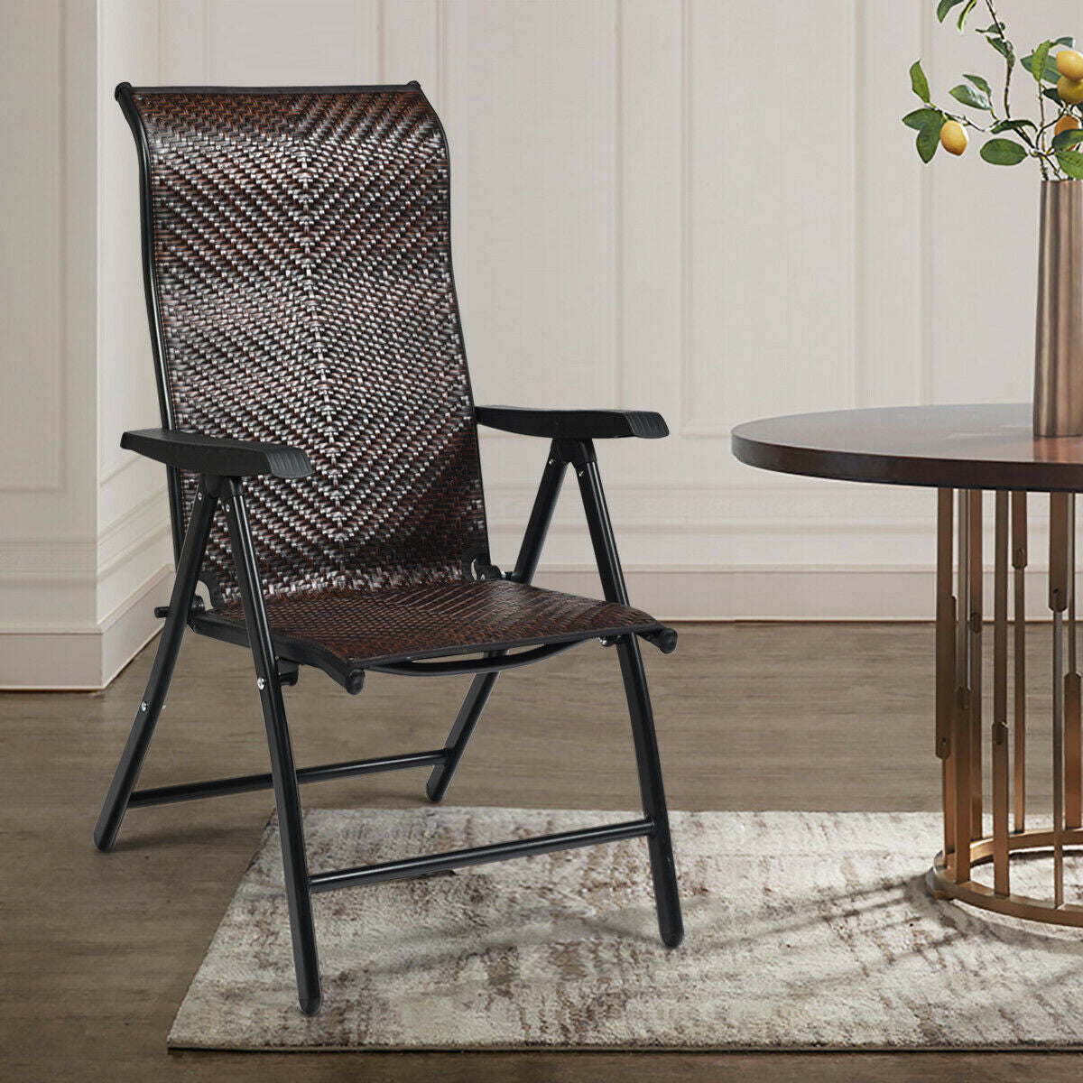 Patio Rattan Folding Chair, Brown Patio Dining Chairs at Gallery Canada