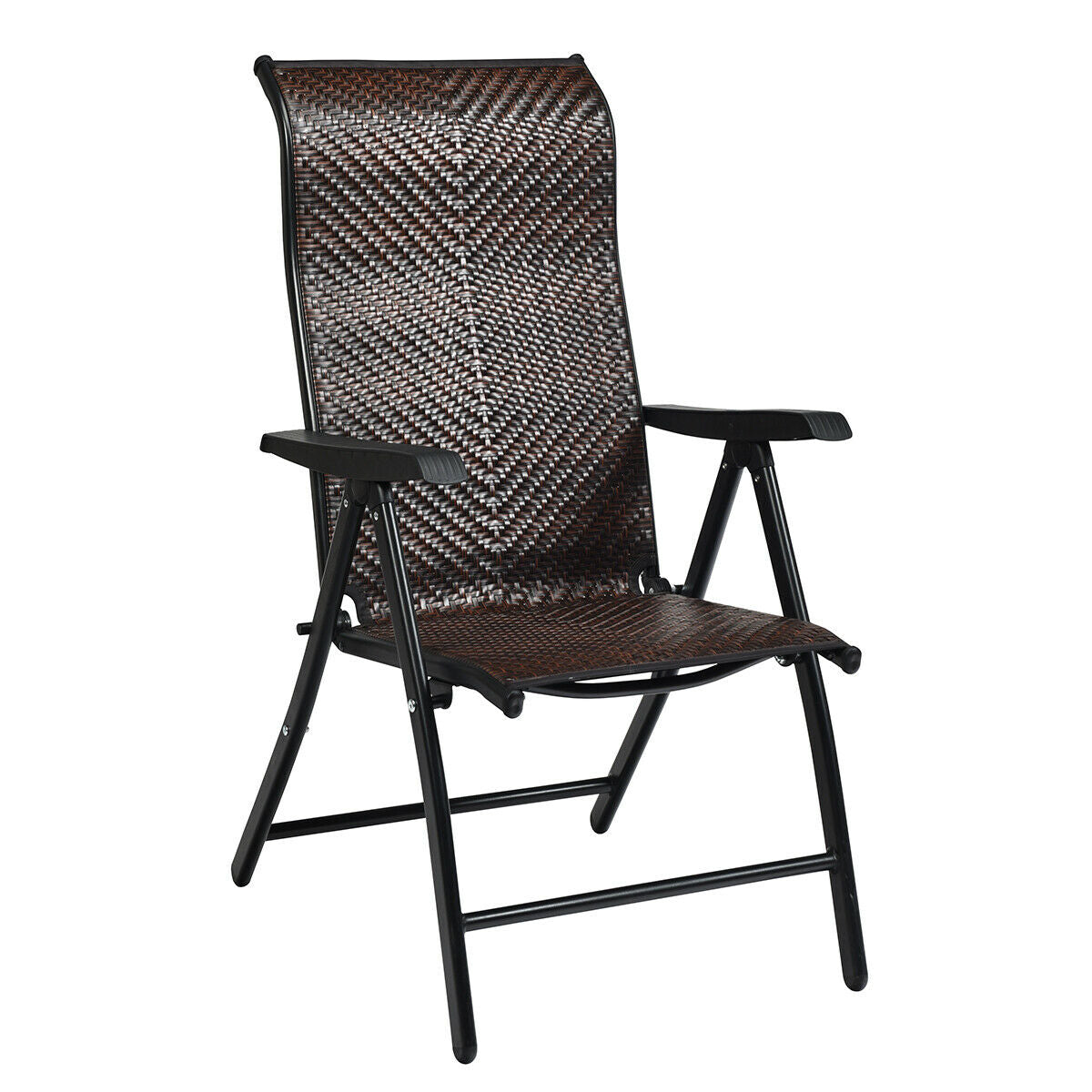 Patio Rattan Folding Chair with Armrest, Brown Patio Dining Chairs Brown at Gallery Canada