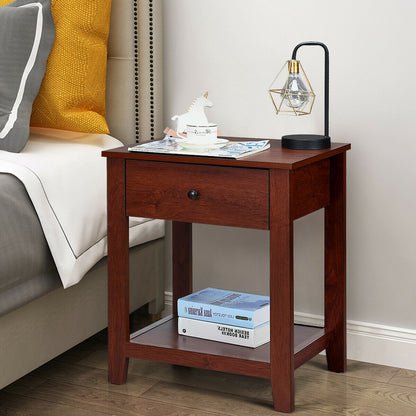 Set of 2 Nightstands, Storage Shelf, Pull Handle, Brown Nightstands at Gallery Canada