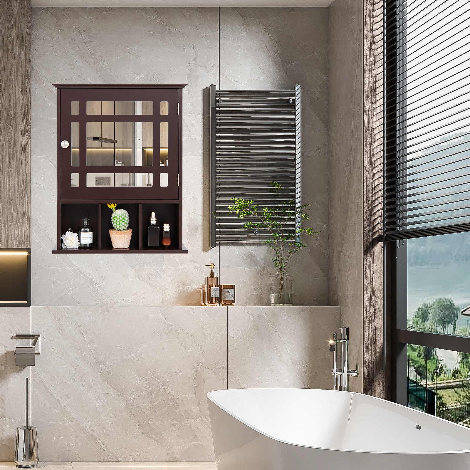 Wall Mounted and Mirrored Bathroom Cabinet, Brown Wall Cabinets at Gallery Canada