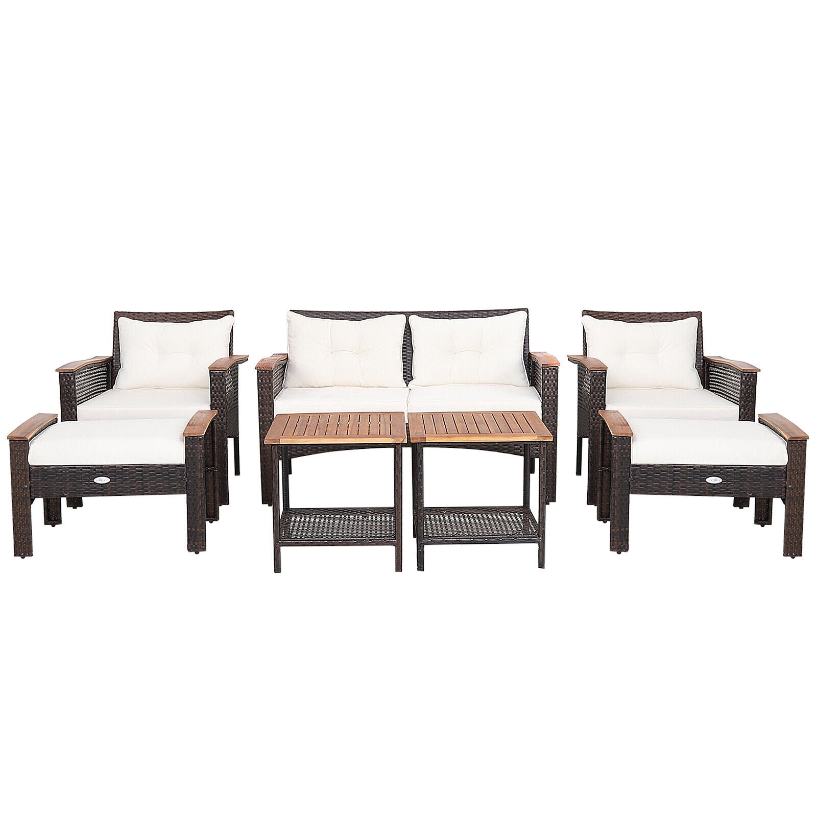 7 Pieces Patio Rattan Cushioned Conversation Furniture Set, Beige Patio Conversation Sets at Gallery Canada