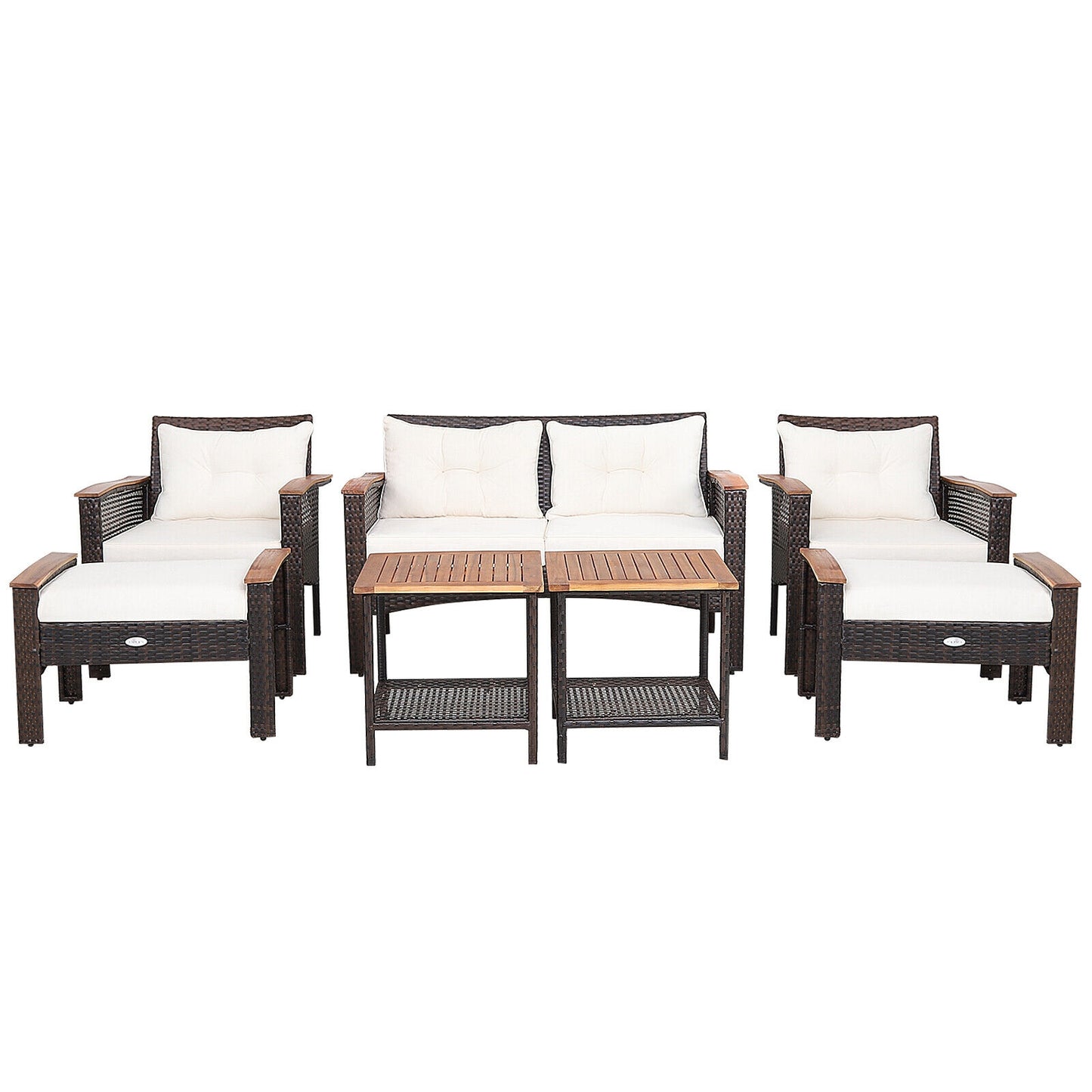 7 Pieces Patio Rattan Cushioned Conversation Furniture Set, Beige Patio Conversation Sets at Gallery Canada