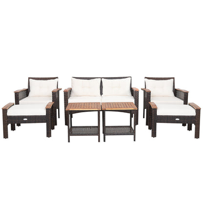 7 Pieces Patio Rattan Cushioned Conversation Furniture Set, Beige Patio Conversation Sets at Gallery Canada