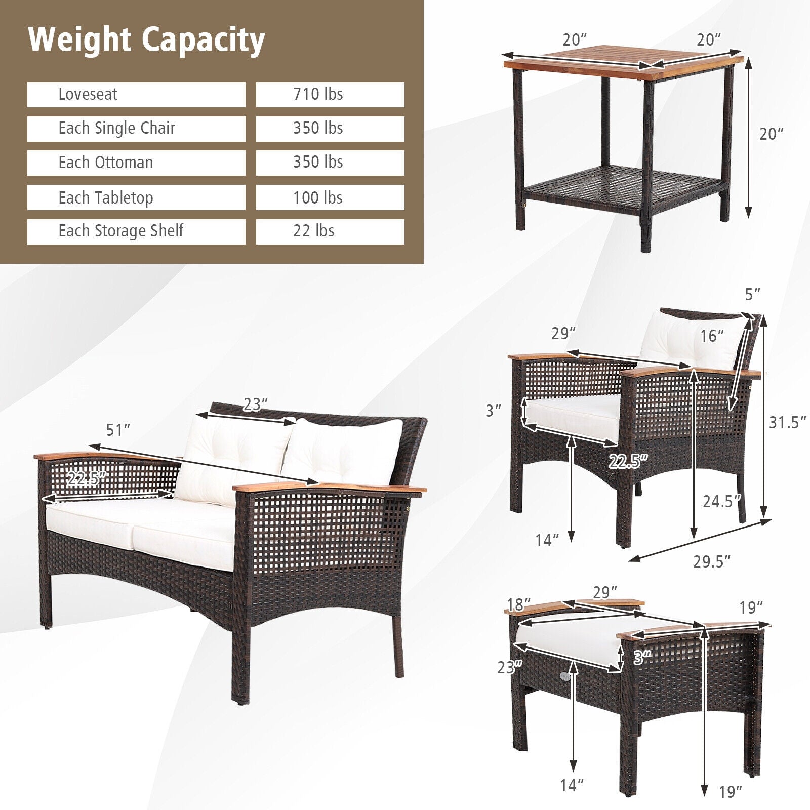 7 Pieces Patio Rattan Cushioned Conversation Furniture Set, Beige Patio Conversation Sets at Gallery Canada