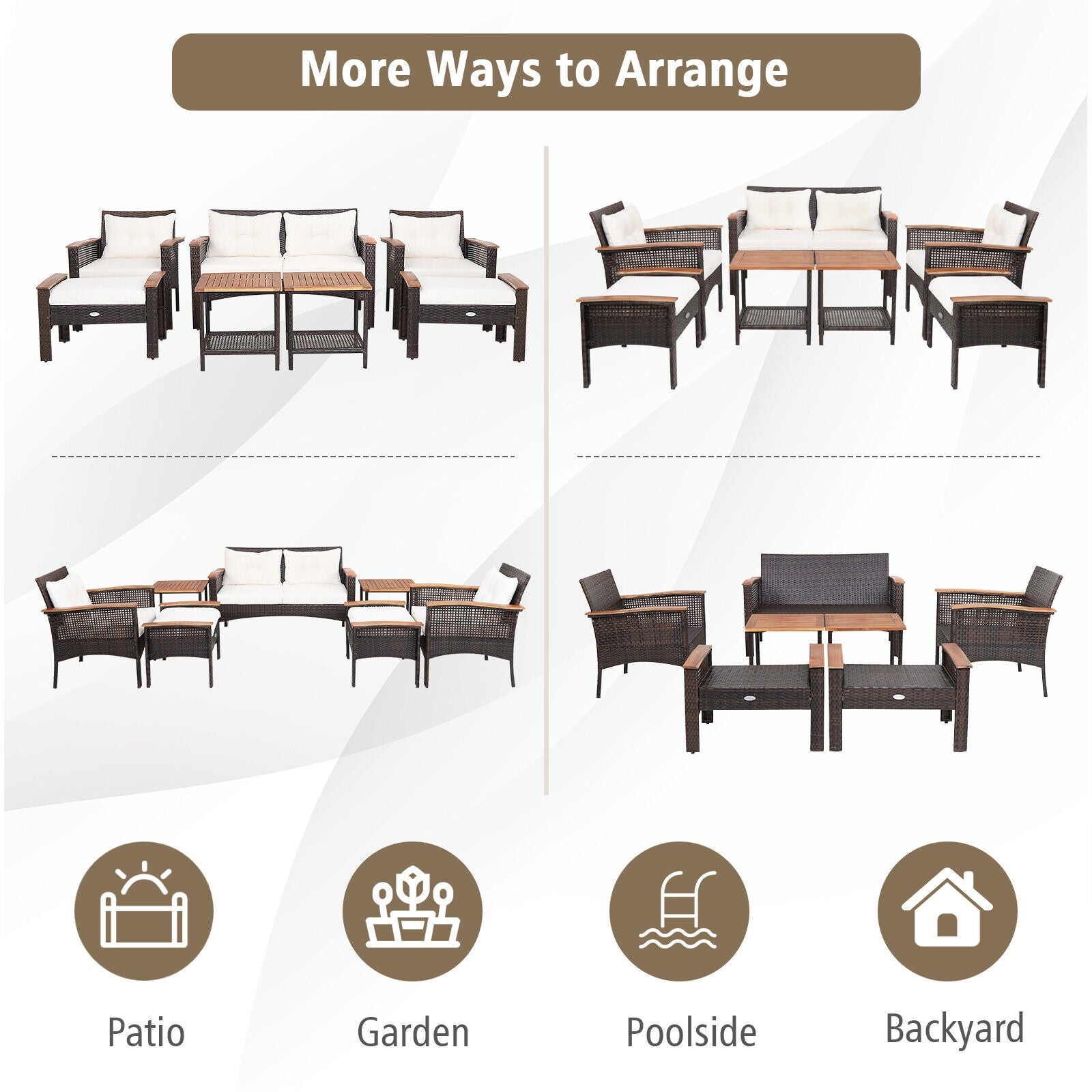 7 Pieces Patio Rattan Cushioned Conversation Furniture Set, Beige Patio Conversation Sets at Gallery Canada