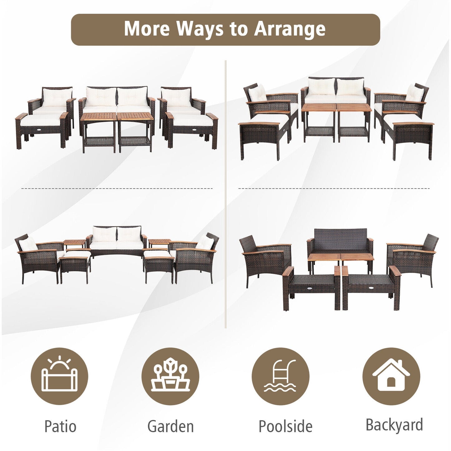 7 Pieces Patio Rattan Cushioned Conversation Furniture Set, Beige Patio Conversation Sets at Gallery Canada