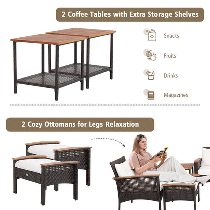 7 Pieces Patio Rattan Cushioned Conversation Furniture Set, Beige Patio Conversation Sets at Gallery Canada