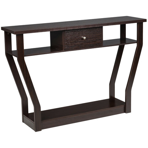 Modern Sofa Accent Table With Drawer, Brown