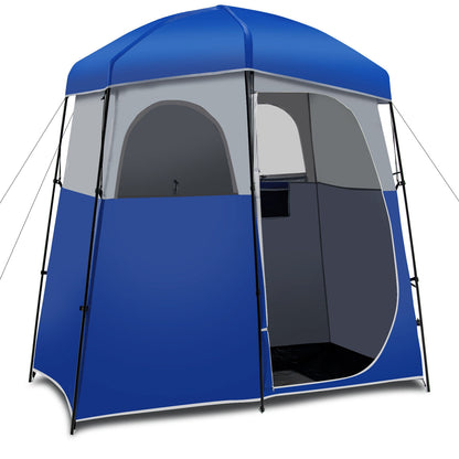 Double-Room Camping Toilet Tent with Floor and Portable Storage Bag, Blue Tents at Gallery Canada