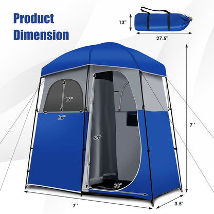 Double-Room Camping Toilet Tent with Floor and Portable Storage Bag, Blue Tents at Gallery Canada