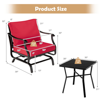 3 Piece Patio Rocking Chair Set with Coffee Table, Red Patio Conversation Sets at Gallery Canada