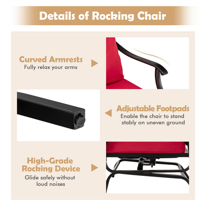 3 Piece Patio Rocking Chair Set with Coffee Table, Red Patio Conversation Sets at Gallery Canada