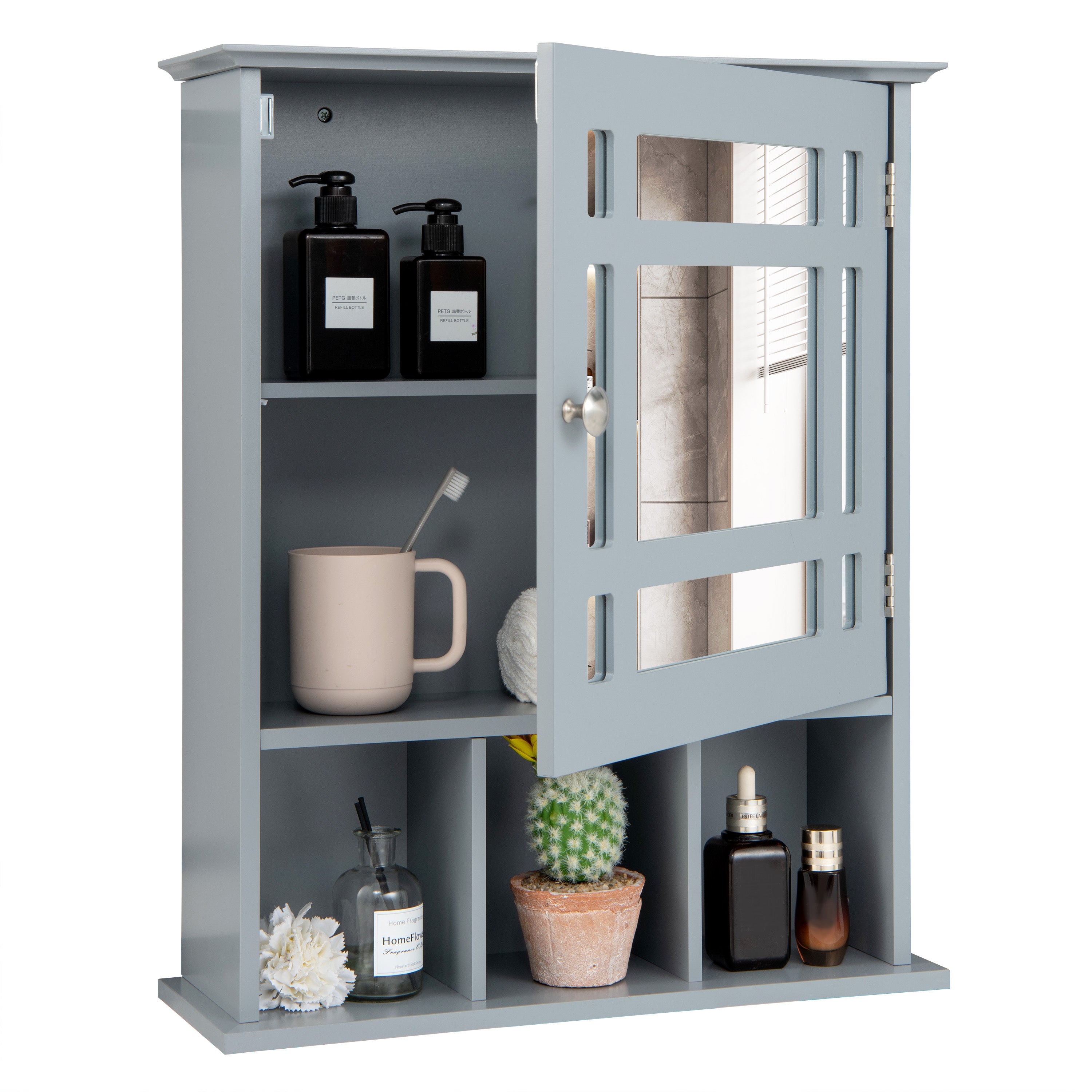 Wall Mounted and Mirrored Bathroom Cabinet, Gray Wall Cabinets at Gallery Canada