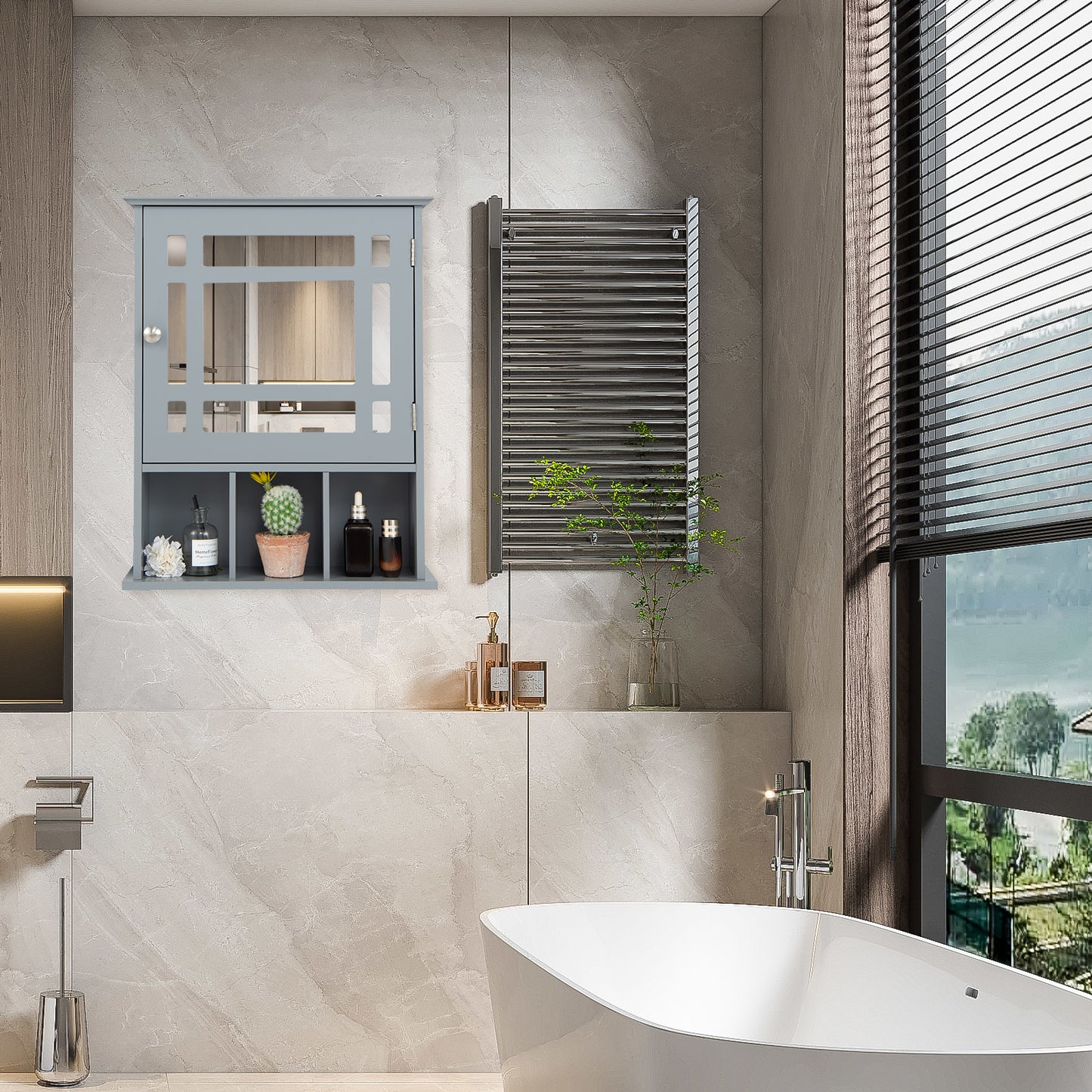 Wall Mounted and Mirrored Bathroom Cabinet, Gray Wall Cabinets at Gallery Canada