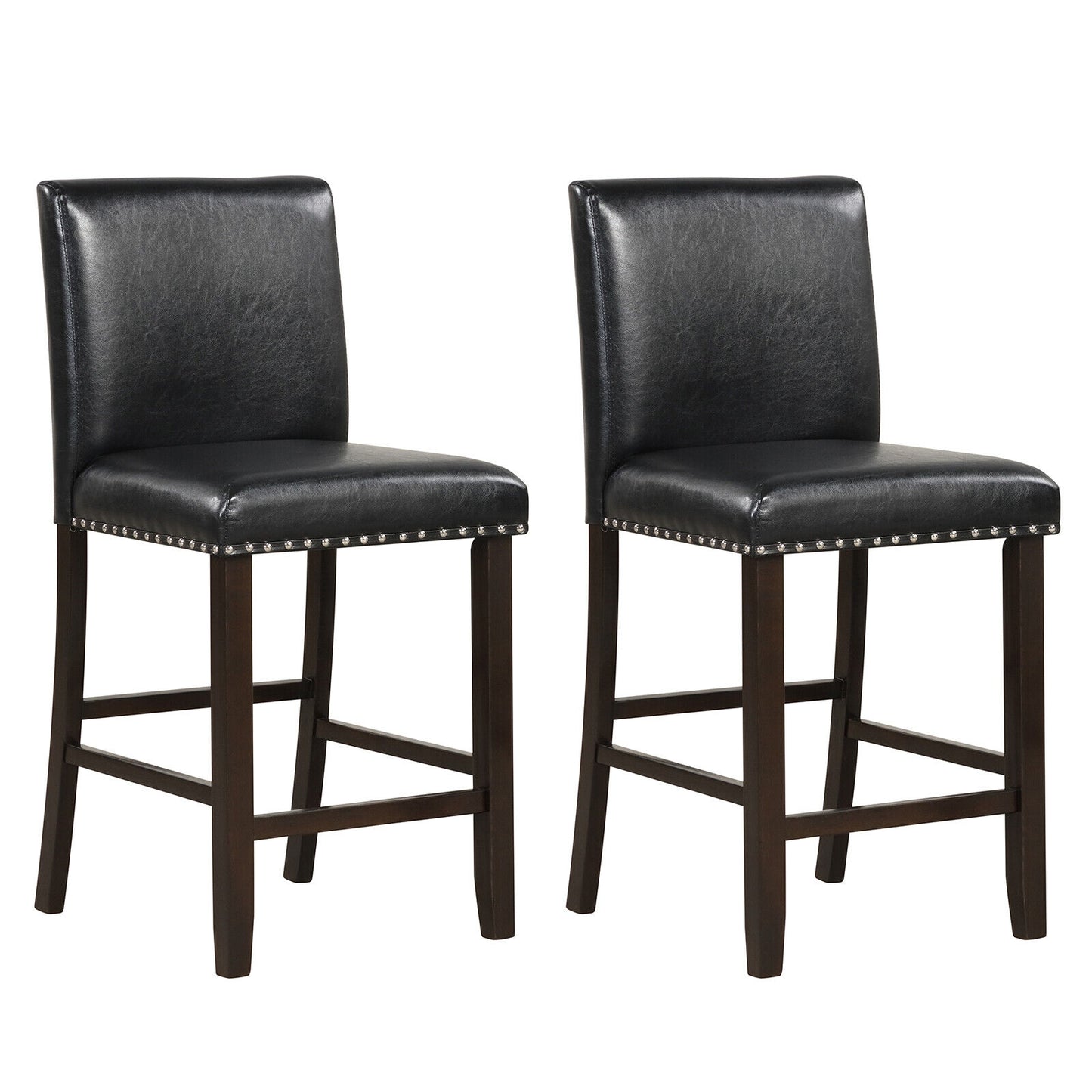 PVC Leather Bar Stools With Back, Set Of 2, Black Bar Stools at Gallery Canada